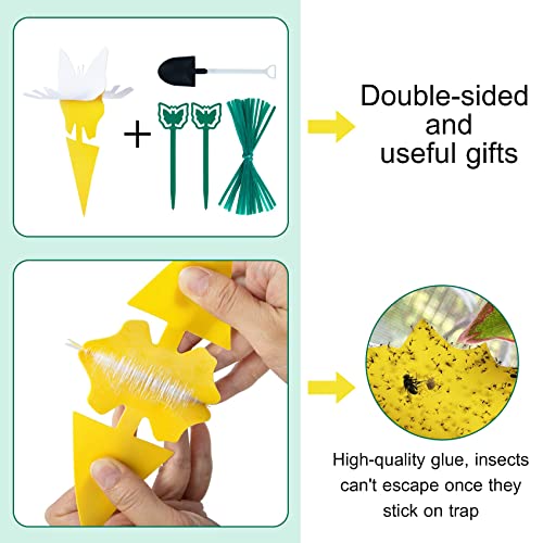 Stingmon 60 Pack Fruit Fly Trap, Fungus Gnat Trap Killer Protect Plants Indoor Outdoor, Double Sided Yellow Bug Sticky Traps for Fungus Gnat, Fruit Fly and Other Insects