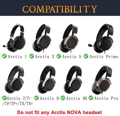 SOULWIT Earpads Replacement for SteelSeries Arctis 1/3/5/Arctis 7/7+/7P/7P+/7X/7X+/9/9X/Pro/Prime(Do Not Fit Any Arctis Nova) Headset, Ear Pads Cushions with High-Density Foam (Arctis CG Black)