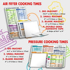 Air Fryer Magnetic Cheat Sheet Set & Instant Pot Magnet Set (2 Sets of 6 Pcs), Cooking Times Chart Magnet Sets for Instant Pot & Air Fryer Accessories (White).