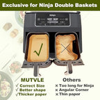 Air Fryer Liners for Ninja Dual, Air Fryer Parchment Paper Liners Disposable for Ninja DZ201, Ninja Foodi Liners, Disposable Ninja Dual Rectangular, AirFryer Paper Liners Rectangle Accessories Ninja