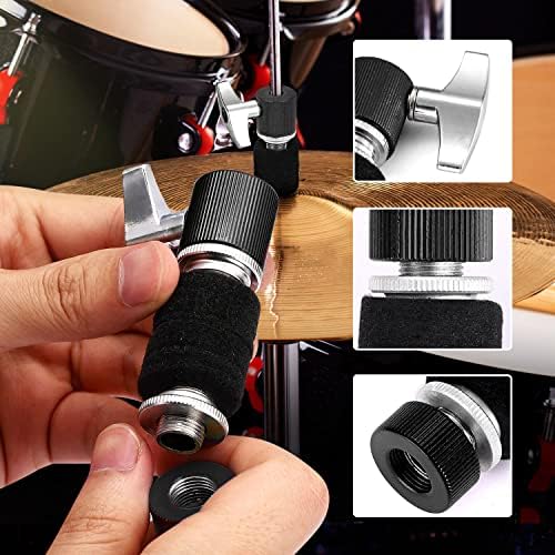 Facmogu 13PCS Cymbal Replacement Accessories, Standard Hi-Hat Clutch, Drum Cymbal Felt Pads Include Wing Nuts & Washers & Plastic Cymbal Sleeves, Replacement for Drum Set - Black