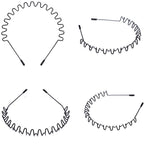 Metal Headbands, 2 Pack Fashion Unisex Black Hairband Spring Wave Non Slip Sports Headwear Hair Hoop Hair Accessories (2 Pack)