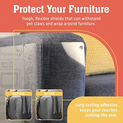 Stelucca Amazing Shields Sofa Protectors from Pets - 6-Pack of 17-Inch x 12-Inch Cat Anti Scratch Furniture Protectors w/Twist Pins - Strong, Clear, Couch Protector - Cat Deterrent Accessories