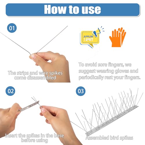 10 Packs Bird Spikes, Bird Deterrent Devices Outside, Bird Repellent, Pigeon Spikes Bird Strips for Pigeons Birds Crow Cat, Woodpecker Deterrent to Keep Birds Away