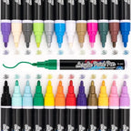 24 Colors Acrylic Paint Markers Set, Premium Acrylic Paint Pens For Rock Painting, Glass, Plastic, Ceramic,Fabric,Wood,Stone,Cardstock,DIY Easter Day,Halloween,Christmas Day,Crafts Making Art Supplies