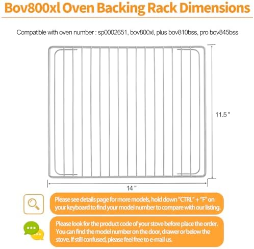 Atgestore 2 Pcs 304 Stainless Steel Oven Rack Replacement for Breville Smart Oven Parts BOV800XL Pro BOV845BSS Plus BOV810BSS Breville Toaster Oven Baking Rack Oven Wire Rack Cooling Racks