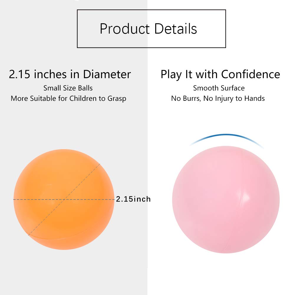 MoonxHome Ball Pit Balls for Toddlers, BPA Free Crush Proof Plastic Toy Balls for Ball Pit, Children's Water Toys, Ideal Gift for Christmas for Play Tent 2.15" Pack of 100 White Clear and Light Grey