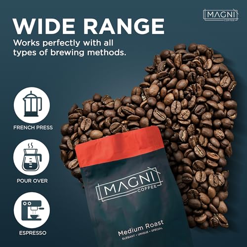 Magni Coffee - Ground - Medium Roast - Low Acid - Single Origin USDA Organic Non-GMO Beans Third Party Tested For Mycotoxins & Pesticides - Fair Trade -12 Oz