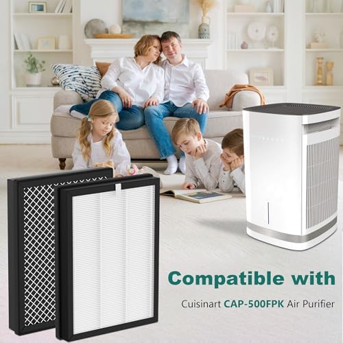 CAP-500FPK Replacement Filters Compatible with Cuisinart CAP-500 Air Purifier, H13 True HEPA Filter, 2 Pack