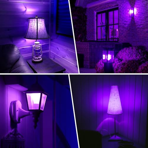 KQHBEN Orange Purple Light Bulbs - [ 4 Pack ]- 9W（60W Equivalent） E26 Base LED Halloween Light Bulb for Festivals Party Halloween Christmas Bar Events Home Decor