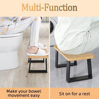 VOTZAAQ Toilet Stool- 7.8'' Upgraded Wooden with Metal Poop Stool, Black Toilet Stool Squat Adult with Non-Slip Pads, Suitable for Everyone
