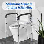 FSA/HSA Eligible Toilet Safety Rail - Adjustable Detachable Medical Toilet Safety Frame for Elderly, Heavy Duty Toilet Handles for Elderly and Handicap Toilet Safety Rails, Toilet Bars Fits Most Toile