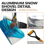 FORCOLID Aluminum Snow Shovel, Snow Shovel for Driveway, Metal Scoop Shovel Heavy Duty, 45 Inch, D-Handle, Transfer Shovel for Feed, Snow or Coal(Large Handle)