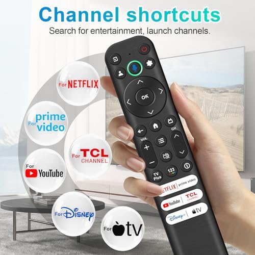 Voice Remote Control for TCL TV, RC813 Replacement Remote Compatible with TCL QM7 QM8 S5 S4 S3 Q7 Q6 Q5 Smart TVs (2024 Model)