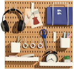 Keepo Pegboard Combination Kit, Pegboards and Accessories Modular Hanging for Wall Organizer, Crafts Organization, Ornaments Display, Nursery Storage, Peg Board (Tan Brown, 22″×22″)