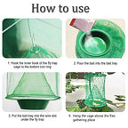 Ranch Fly Trap Outdoor Hanging | Reusable Fly Trap | Food Bait Flay Catcher Cage for Indoor or Outdoor Family Farms, Park (3 Pack)