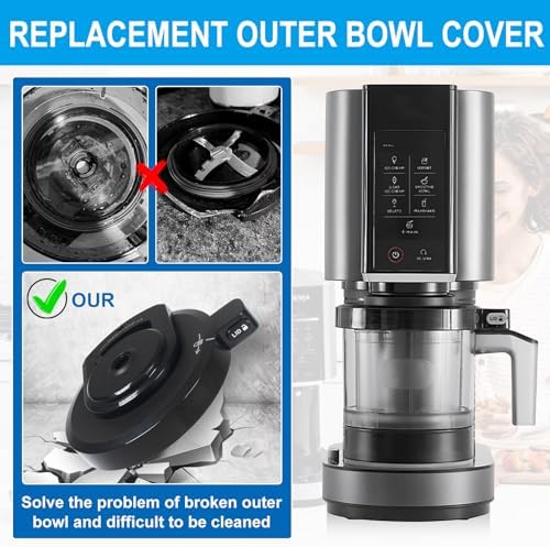 Outer Bowl Lid for Ninja NC301 Ice Cream Maker, Reusable Ninja Creami Replacement Lid, Creami Accessories Compatible with Ninja NC299AMZ/NC301/NC300/NC201/NC101 Series (NO Paddle)
