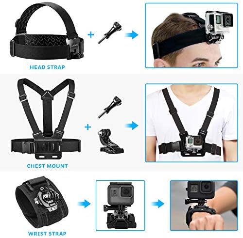 Luxebell Accessories Kit for AKASO EK5000 EK7000 4K WiFi Action Camera GoPro Hero 12 11 10 9 8 7 6 5/Session 5/Hero 4/3+/3/2/1 Max Fusion SJ4000 SJ5000 (14-in-1)
