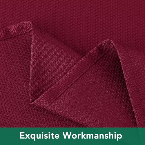 Biscaynebay Textured Fabric Christmas Square Tablecloths 54x54 Inches, Burgundy Water Resistant Tablecloths for Dining, Kitchen, Wedding, Parties etc. Machine Washable