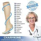 CHARMKING Compression Socks for Women & Men (8 Pairs) 15-20 mmHg Graduated Copper Support Socks are Best for Pregnant, Nurses - Boost Performance, Circulation, Knee High & Wide Calf (L/XL, Multi 52)