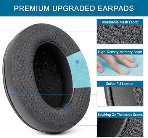 Replacement Ear Pads for Sennheiser HD280/HD280-13/HD280-Pro/HD281/HMD280/HMD280 Pro/HMD280-13/HMD281/HMD281 Pro Headphones, Earpads Cushions with Upgrade Memory Foam - Black