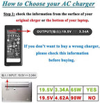 19.5V 3.34A 65W Laptop Charger Replacement for Dell Latitude 7480 7490 5400 5480 5490 E5470 E6420 5580 5500 5590 E5430 E6410 E5570 E6430 E6440 E6540 E7250 E7440 E7450 AC Adapter Power Cord