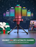 FIFINE AmpliGame PC Gaming Streaming USB Microphone, RGB Desktop Microphone for Computer/Mac/PS4/PS5, Podcast, Recording, TikTok, Game Chat, Condenser Mic with Pop Filter, Shock Mount - Red