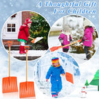 Gisafai 4 Pcs Winter Kids Snow Shovel Plastic Shovel Portable Shovel with D Grip Wooden Handle for Truck Camping Driveway Garage Snow Removal Accessory, 35 x 12 Inch