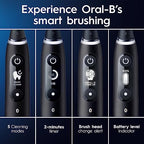 Oral-B iO Series 6 Rechargeable Electric Toothbrush with Visible Pressure Sensor to Protect Gums, 2 Minute Timer, 5 Cleaning Settings, 1 Replacement Toothbrush Head, and Travel Case, Black