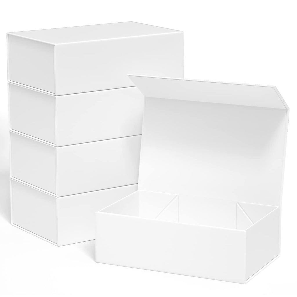 Gift Boxe 10" x 6" x 3" with Magnetic Closure Lid Gift Boxes for Presents,Bridesmaid Gifts Box,Cute Box,Birthday Gift box,Luxury for Gift Packaging, Magnetic Gift Box for Wrapping Gifts (White/5PCS)
