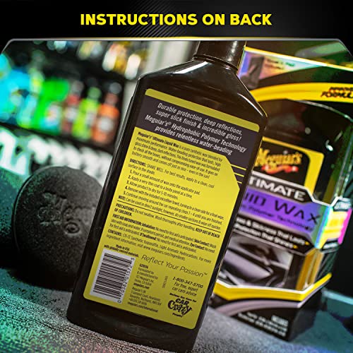 Meguiar's Ultimate Liquid Wax, Durable Protection That Shines, Towel and Pad Included - 16 Oz Bottle