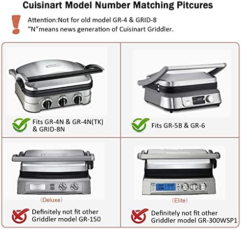 Griddler Plates Replacement for Cuisinart GR-4NP1 5-in-1 Grill & Panini Press - Griddle Accessories, BPA Free, 2Pcs