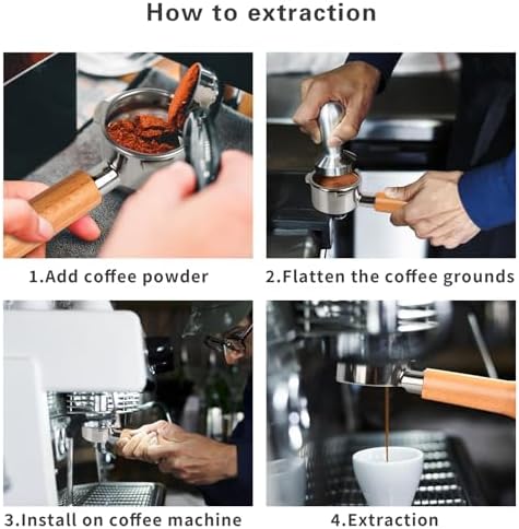 54mm Bottomless Portafilter Breville 3 Ears with Filter Stainless Basket and Solid Wood Handle, Bottomless Portafilter 54mm Compatible with Breville Espresso Machine, Coffee Accessories