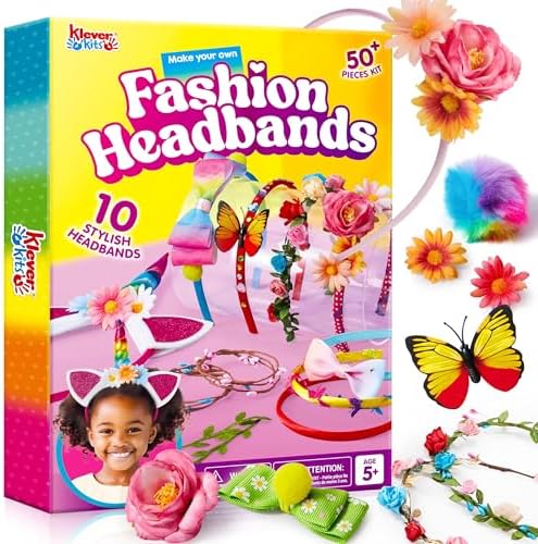 Klever Kits Headband Making Kit for Girls - Make Your Own Fashion Headbands - DIY Hair Accessories Set, DIY Arts and Crafts Gifts for 5 6 7+ Year Old