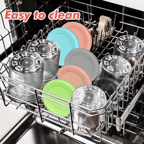 Replacement For Ninja Creami Deluxe Pints and Lids-4 Pack & BPA Free, Dishwasher Safe, Colorful Lids, Clear Ice Cream Cups 16oz Compatible with NC300 NC299AMZ Ice Cream Maker