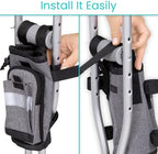 Vive Crutch Accessories Bag - Pouch for Crutches - Accessory Storage Carry Kit for Women, Men, Adults, Kids - Cup and Bottle Pocket Holder with Ergonomic Design (Gray)