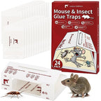LULUCATCH Sticky Mouse Traps, 24 Pack Pre-baited Glue Traps, Foldable Bulk Non-Toxic Indoor Mouse Glue Boards for Insects, Snake, Lizard, & Spider, Pet Child Safe & Easy to Use Pest Control