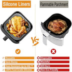 2Pcs Silicone Air Fryer Liners for Ninja Crispi FN101GY/FN101SG/FN101ST,Large for 4-QT & Small for 6-Cups Container,Reusable,Non-Stick,4-in-1 Portable Glass Air Fryer Cooking System Accessories