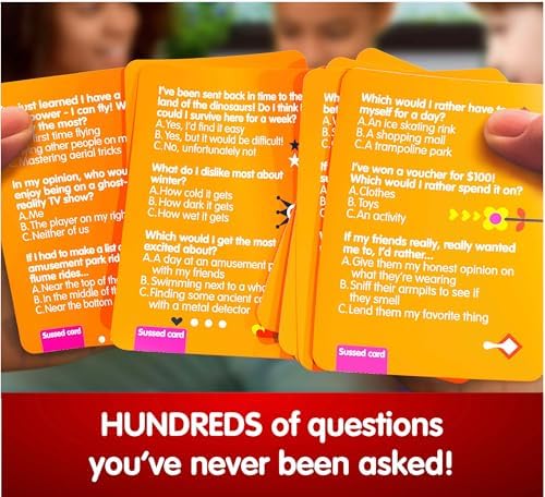 SUSSED The Wacky ‘What Would You Do?’ Social Card Game - Kids Stocking Stuffer & Family Travel Game - Fun & Easy to Play - All Ages 7 and Up - Oddball Orange Deck