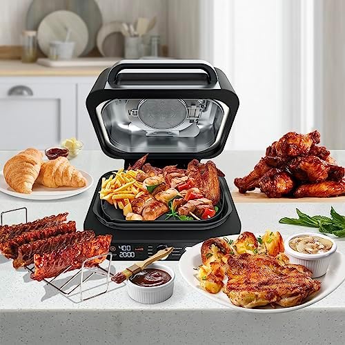 Splatter Shield and 3PCS Grill Mat Set for Ninja Foodi IG651, IG600, IG601, Replacement Stainless Steel Splatter Screen Air Fryer Accessories for Ninja Foodi Smart XL Pro 7-in-1 Indoor Grill