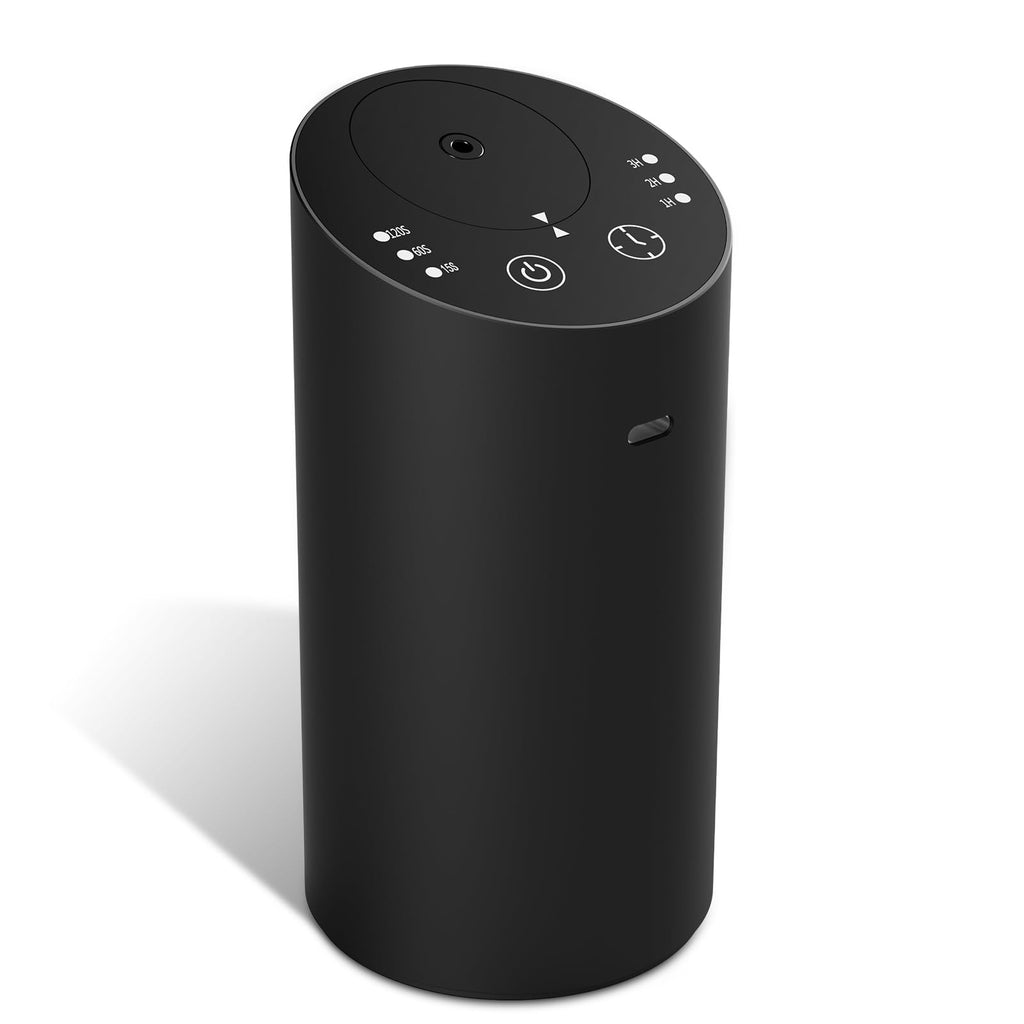 Waterless Car Diffuser, Waterless Diffusers for Essential Oils with Timer & No Leakage Tech, Super Quiet Cordless Aromatherapy Essential Oil Diffuser Battery Operated for Car, Room, Office (Black)