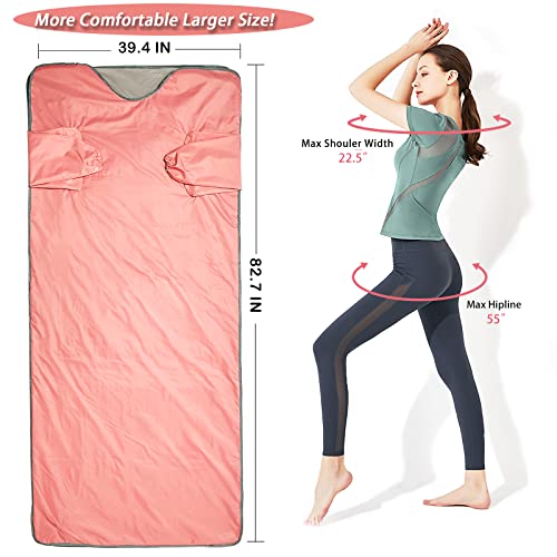 Surnuo Larger Size Sauna Blanket for Detox- Far Infrared (FIR) Sauna Blanket, Sweating Sauna Bed Body Heating with Sleeves for Stress Pain Relief Health Pink