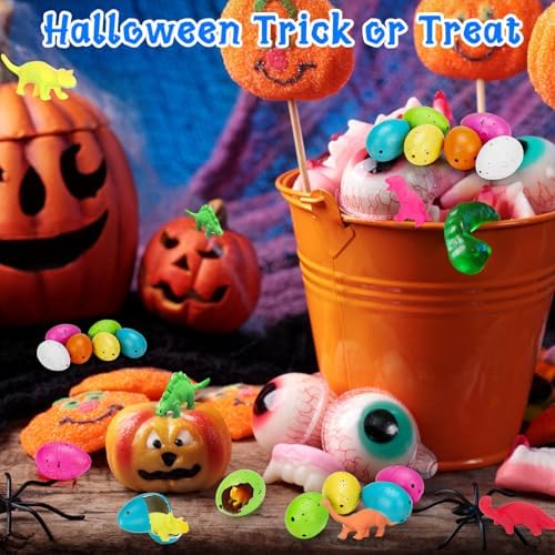 60PCS Small Hatching Dinosaur Eggs for Dinosaur Party Favors Birthday Valentine Goodie Bag Stuffers Classroom Carnival Prizes Bulk Pinata Fillers Novelty Grow in Water Dino Eggs with Toys Inside