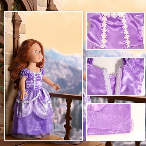 18 inch Doll Clothes Accessories - 6Pcs Different Princess Costume Dress