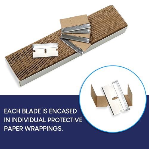 CANOPUS Single Edge Industrial Razor Blades, 100% Made in USA, Heavy Duty Straight Edge Razors, Box & Carton Cutter Replacement Blades, Glass & Paint Scraper Razor Blades (Box of 100)