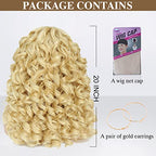 GKtineke-Blonde-Curly-Wig Big-Curly-Wigs-for-White-Black-Women 20 Inch- Long-Curly-Afro-Wig-with-Bangs Synthetic-Hair-Replacement-Wigs-for- Cosplay and Daily (Blonde)