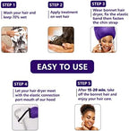 Bonnet Hair Dryer w/A Headband Integrated That Reduces Heat Around Ears & Neck - Hair Dryer Diffuser Cap for Hair Dryer Curly Hair, Speeds Up Drying Time, Deep Conditioning at Home - Large (Purple)