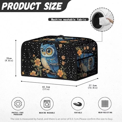 Floral Owl Crock Pot Covers For Kitchen Counter Electric Appliance Protector, Dust Protection Pressure Cooker Cover for 8 Quart Instant Pot and Air Fryer Accessories