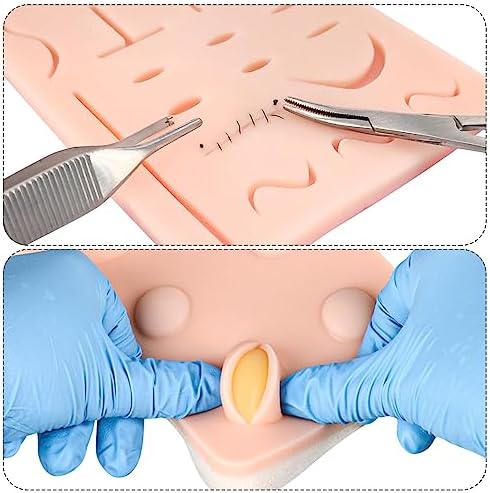 Medarchitect Premium Suturing Skill Trainer Including DIY Incision Suture Pad with Hook & Loop Replacement Design, 19 Pre-Cut Wounds Pad & Complete Tools for Advanced Suture Skill Practice