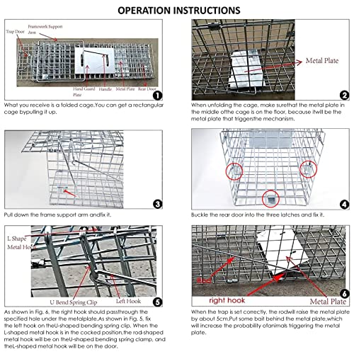 Humane Cat Trap for Stray Cats 24"x8"x7" Live Animal Trap Live Traps for Cats Racoon Possum Rabbit Squirrel Mouse Small Animal Trap Outdoor Indoor Collapsible Steel Humane Release Animal Cage